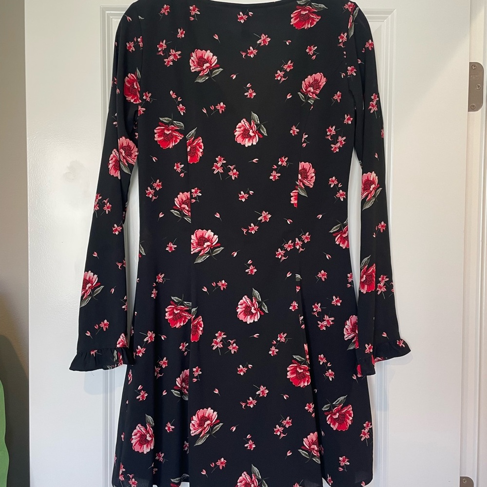 Floral long sleeve button up dress